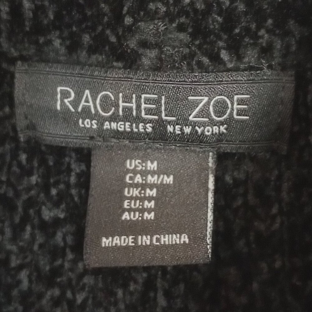 Rachel Zoe Black with White Trim Chenille Turtleneck Cowl Sweater - Picture 4 of 8